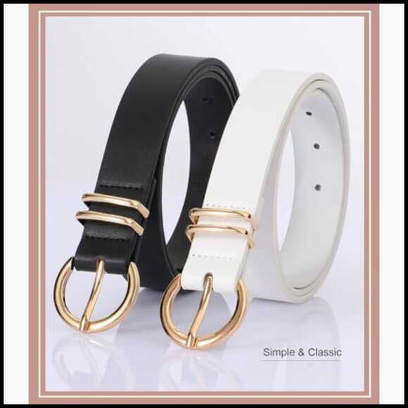 Faux Leather Belt with Gold Buckle for Jeans Dresses main image 4
